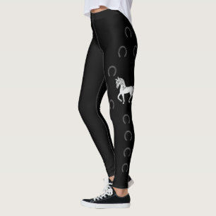 Legging Cartoon de cinza, Cavalo de Trote e Ferraduras