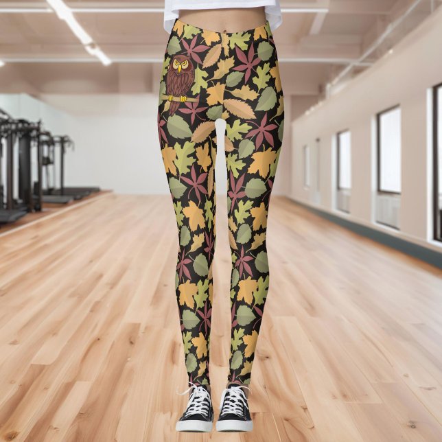 Legging Cartoon de coruja em fundo escuro (Criador carregado)