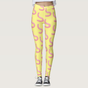 Legging Cartoon de minhoca rosa-branca