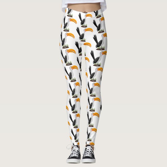 Legging Cartoon de pássaros-de-bico-amarelo engraçado (Frente)