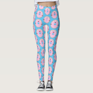 Legging Cartoon de rosquinha rosa-claro e bonito