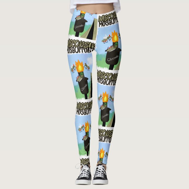 Legging Cartoon de Wisconsin Mosquitos - Camping de Tiki (Frente)