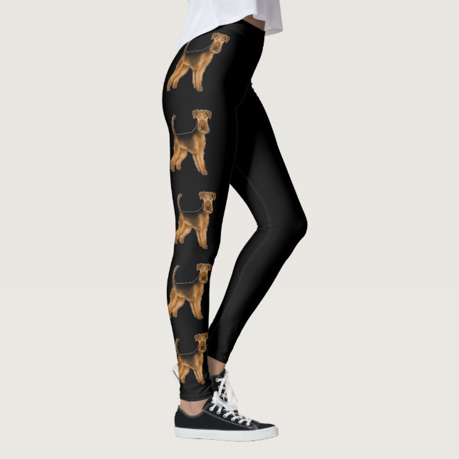 Legging Cartoon do Cão Bingley Terrier Airedale Preto (Direita)