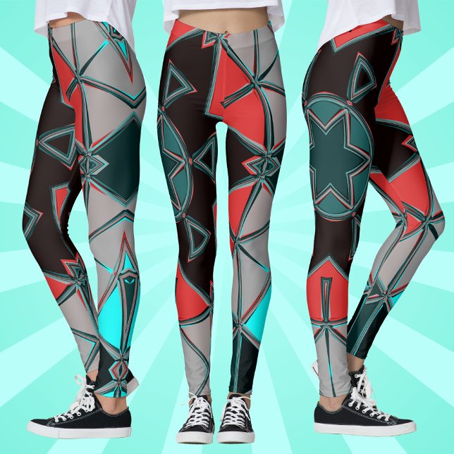 Legging Cartoon Mandala Blue Red and Black (Criador carregado)