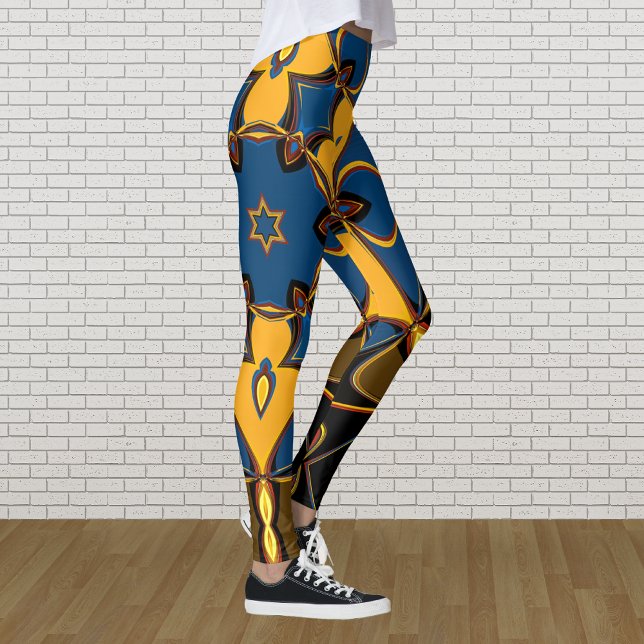 Legging Cartoon Mandala Flor Amarelo Azul e Laranja (Criador carregado)