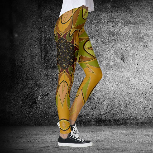 Legging Cartoon Mandala Flor Amarelo e Verde (Criador carregado)