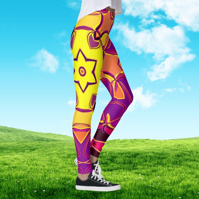 Legging Cartoon Mandala Flor Amarelo Laranja e Rosa (Criador carregado)
