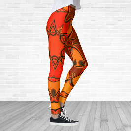 Legging Cartoon Mandala Flor Laranja