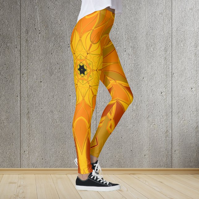 Legging Cartoon Mandala Flor Laranja Amarelo e Vermelho (Criador carregado)