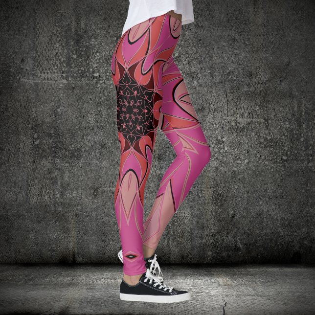 Legging Cartoon Mandala Flor Rosa (Criador carregado)
