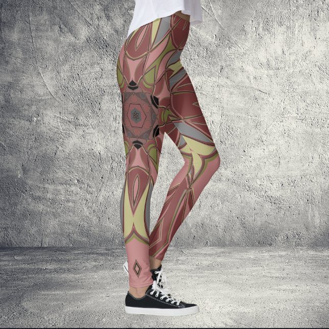 Legging Cartoon Mandala Flor Rosa e Amarelo (Criador carregado)