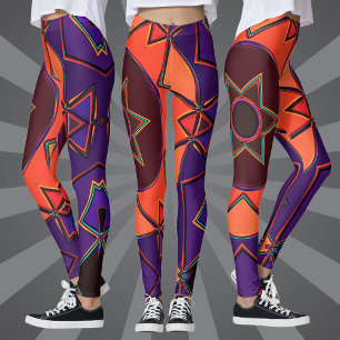 Legging Cartoon Mandala Purple e Orange
