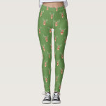 Legging Cartoon Reindeer Adorável, Feliz Natal<br><div class="desc">Adorável cartoon baby rendeer em fundo verde. Qualquer garota adoraria ter essa design de na moda.</div>
