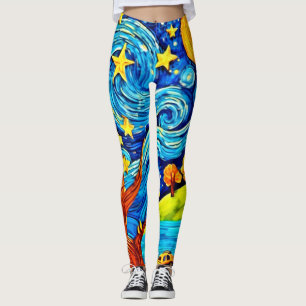 Legging Cartoon Starry Night: Surrealismo Inspirou Arte
