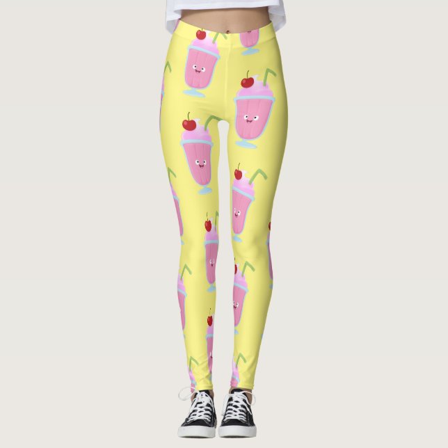 Legging Cartoon sundae de sorvete de morango (Frente)