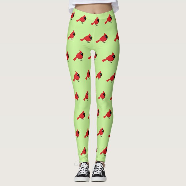 Legging Cartoon Vermelho Bonito com Flores (Frente)