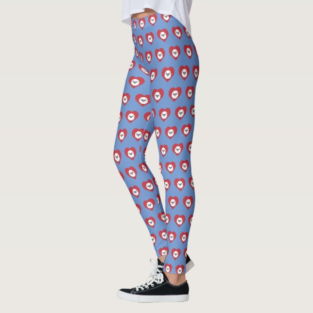 Legging Cartoons bonitos com coração em segundo plano (Esquerda)