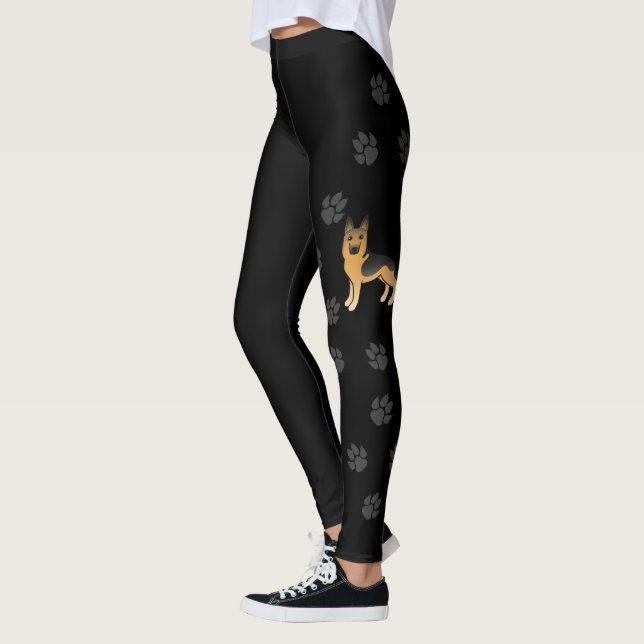 Legging Cartoons Pretos E German shepherd Cachorros E Pata (Esquerda)