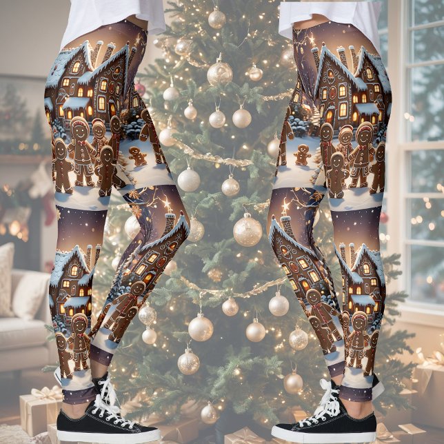 Legging Casa de pão-de-gengibre e família de pão-de-gengib (Criador carregado)