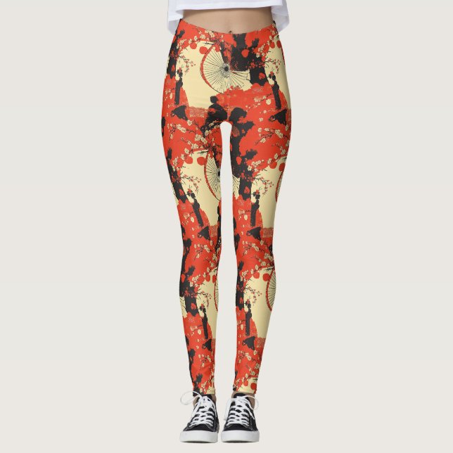 Legging Casais Românticos com Quimonos e Sakura (5) (Frente)
