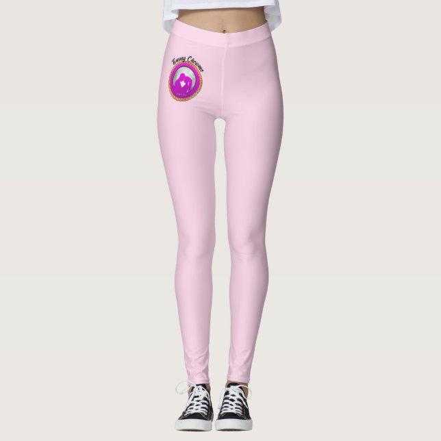 Legging Casal jovem silhueta rosa se beijando (Frente)