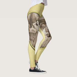 Legging Casal Vintage Romance, homem e mulher, ouro