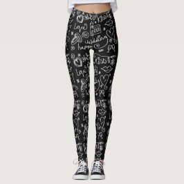 Legging Casamento de quadro negro e branco