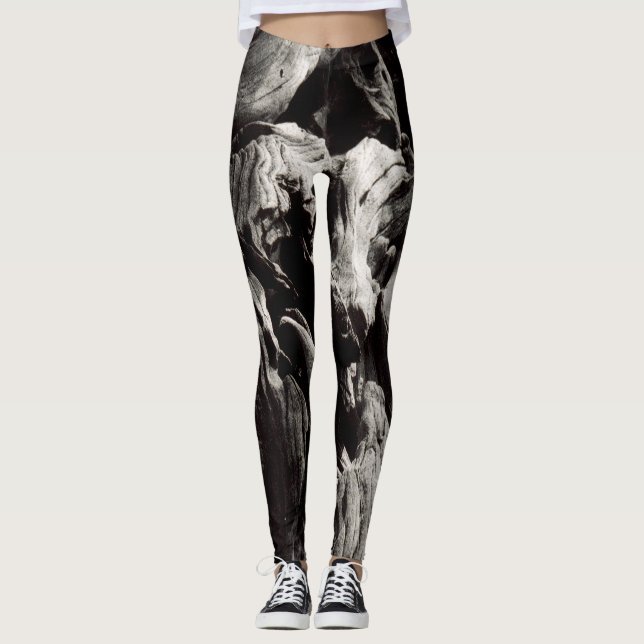 Legging Casca de Árvore Preta e Branca (Frente)