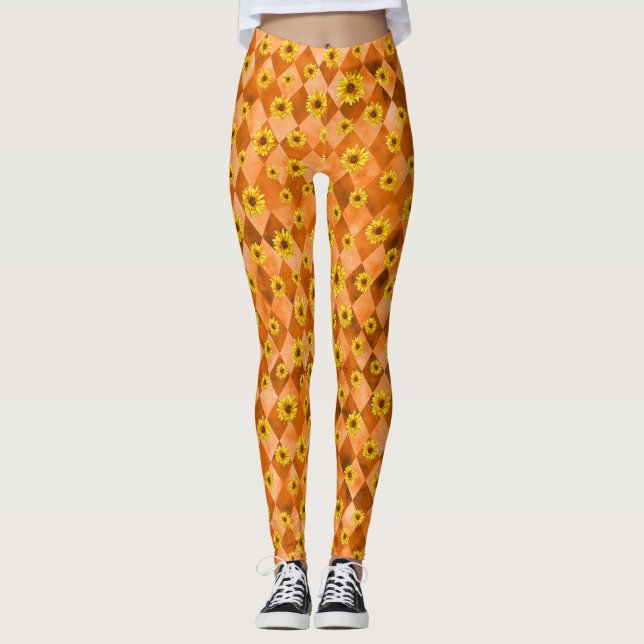 Legging Cascas de laranja e girassol, Design 2 (Frente)