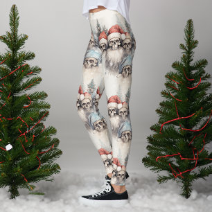 Legging Cascas de Natal Góticas em Santa Hats