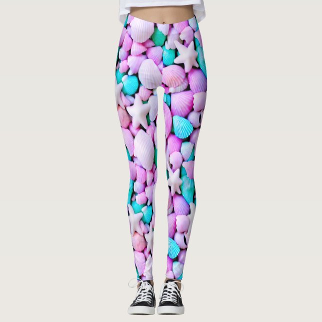 Legging Cascas de pastel de praia espinheiro azul (Frente)