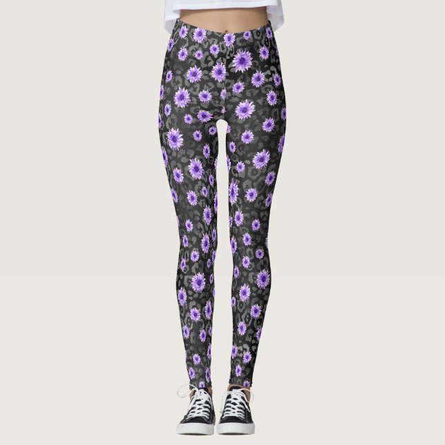 Legging Cascas de roxo e de girassol, Design 11 (Frente)