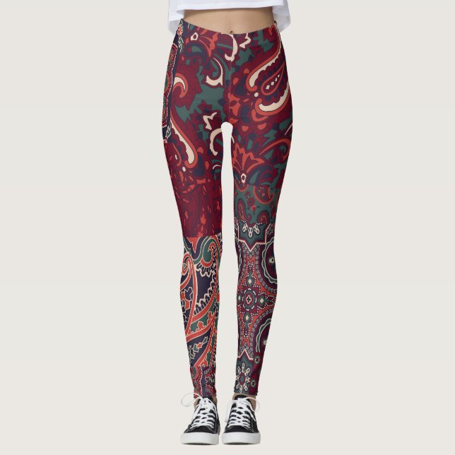 Legging Cashmere Paisley Silk: Patchwork de Abstrato Vinta (Frente)