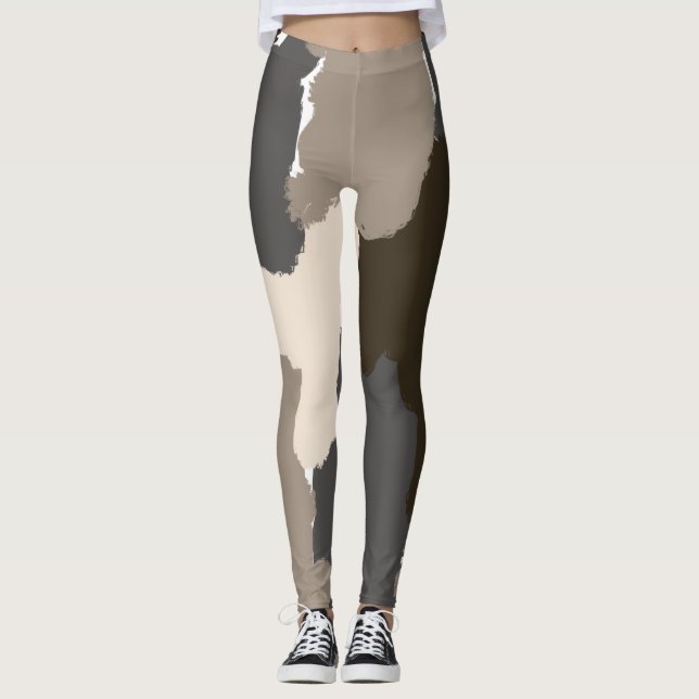 Legging Castanho, Cinza, tarpe e pintura digital marfim (Frente)