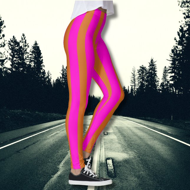 Legging Castanho de Chocolate e Neon Fuchsia Legal (Criador carregado)
