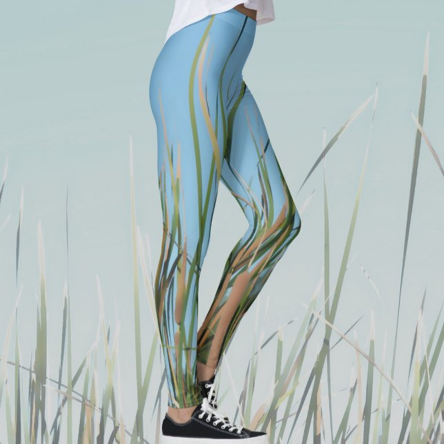 Legging Cattails Abstrato Chic Sky Blue (Criador carregado)