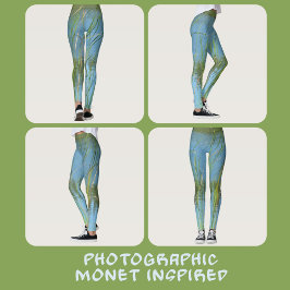Legging Cattails Monet Inspirou Pastel Azul e Verde