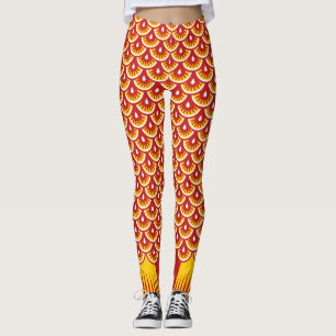Legging Cauda de Peixe Goldfish Escalado Vermelho