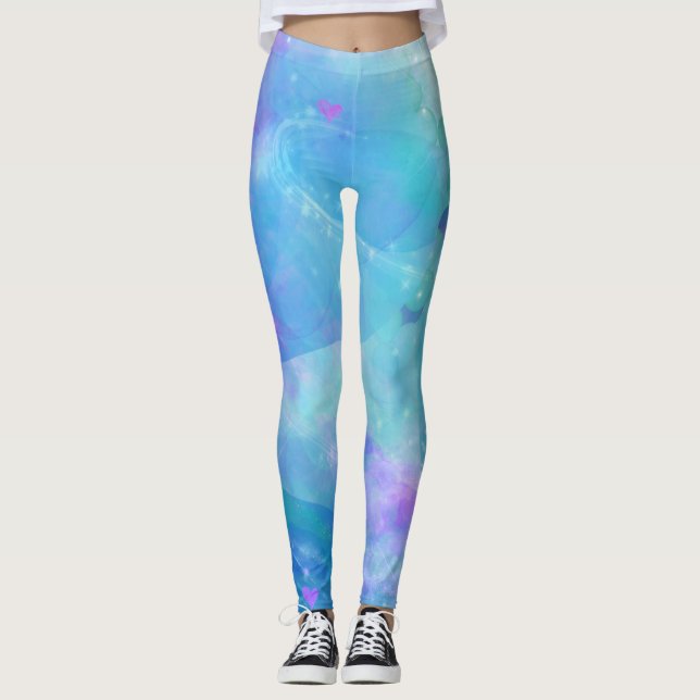 Legging Cauda de sereia em aquarela fantasia oceano encant (Frente)