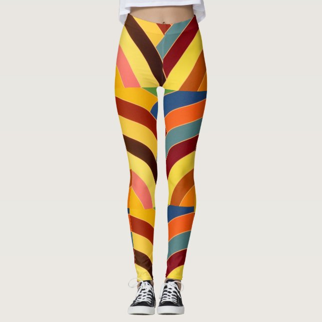 Legging cavaleiros modernos contemporâneos multicoloridos (Frente)