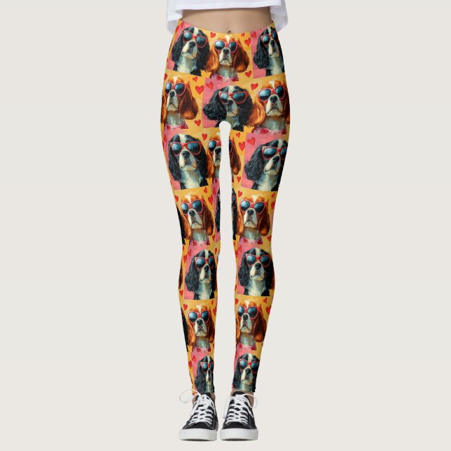 Legging Cavalier King Charles Spaniel Dia dos Namorados (Frente)