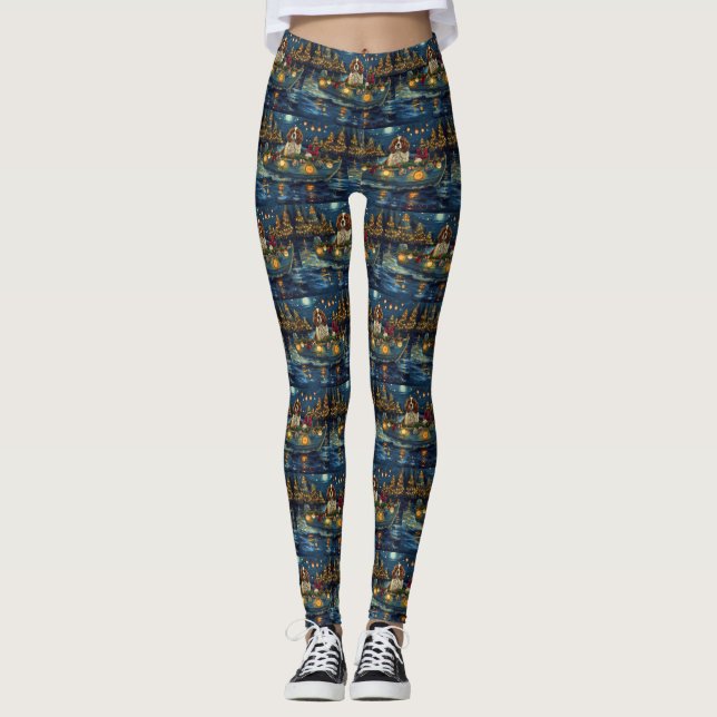 Legging Cavalier King Charles Viagem Festiva de Natal (Frente)