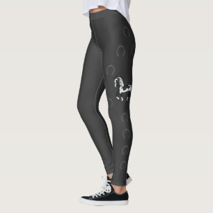 Legging Cavalo de Trote e Ferraduras de Cartoon Negro