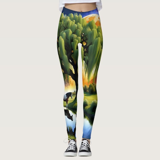 Legging Cavalo de Vanner cigano sob árvore selvagem (Frente)
