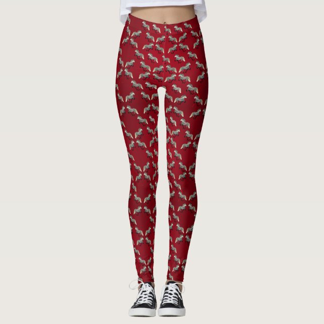 Legging Cavalo islandês Astra em vermelho (Frente)