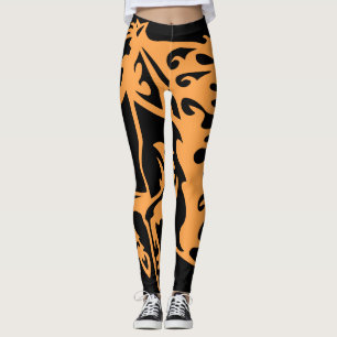 Legging Cavalo Laranja Tornado Garanhão Corcel Arte Linear