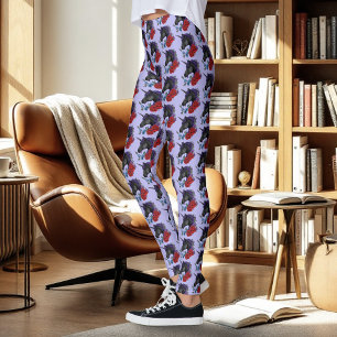 Legging Cavalo-marinho Preto Flores do Jardim da Meia-Noit