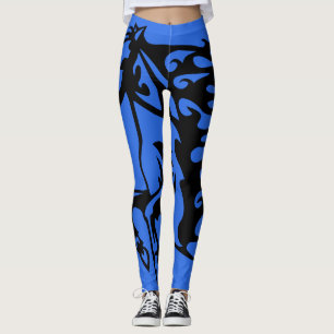 Legging Cavalo Pônei Azul Garanhão Garanhão Arte Linear