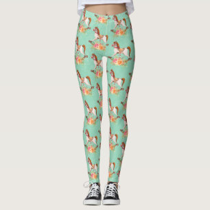 Legging Cavalo Rocking Vintage com Buquê Floral