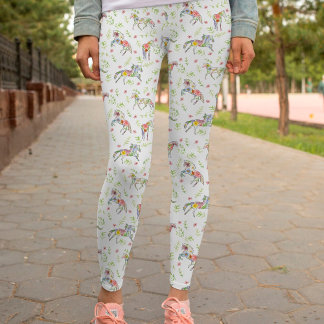 Legging Cavalos de Aquarelas Florais de Flores Equestres